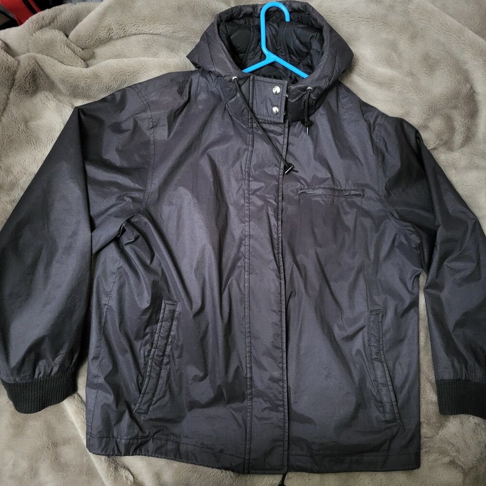 J Crew Sport Waterproof Lightweight All Weather Jacket Quilted hood, Size Large